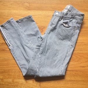 Madewell Navy Striped Skinny Jeans